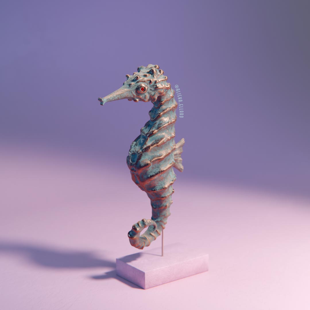 Copper Seahorse Statue